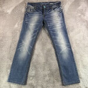 Desigual Jeans Women's Size 32 Blue Denim Embroidered Vintage Y2K Skinny Pants